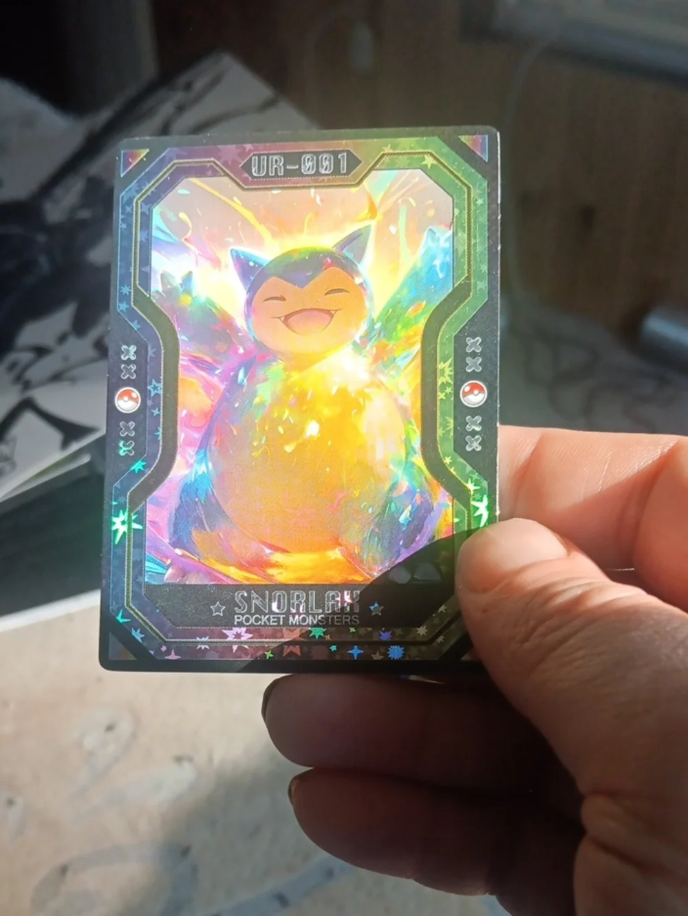Pokemon Snorlax Holographic Trading Card - Rainbow Foil